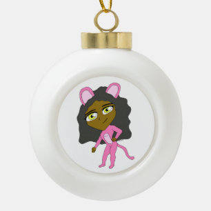 Rosa Katze Keramik Kugel-Ornament