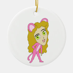 Rosa Katze Keramik Ornament