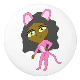 Rosa Katze Keramikknauf