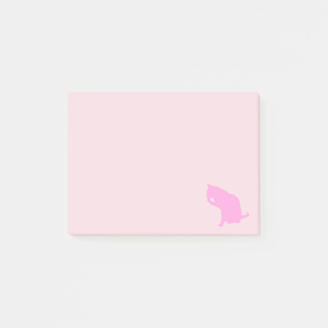 Rosa Katze leckt Pfote Post-it Klebezettel (Vorderseite)
