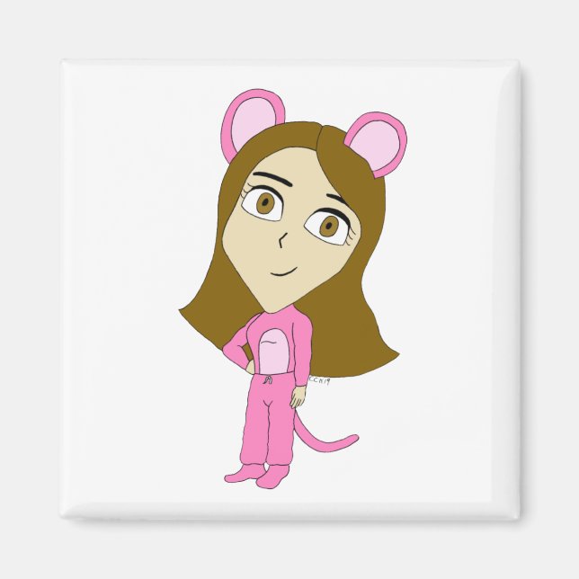 Rosa Katze Magnet (Vorne)