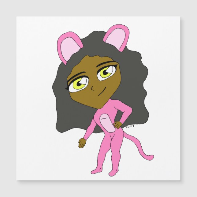 Rosa Katze Magnetkarte (Vorderseite)