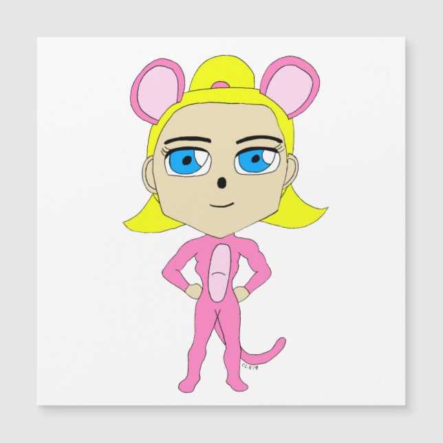 Rosa Katze Magnetkarte (Vorderseite)