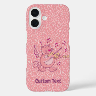 Rosa Katze mit Geige iPhone Case