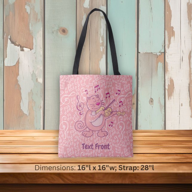 Rosa Katze mit Geige Totbeutel Tasche (Von Creator hochgeladen)