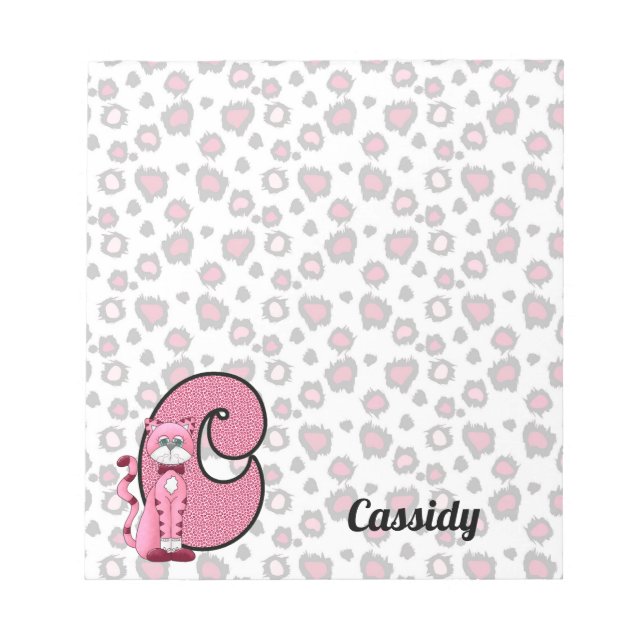 Rosa Katze Mit Monogramm C Kid's Notizblock (Vorderseite)