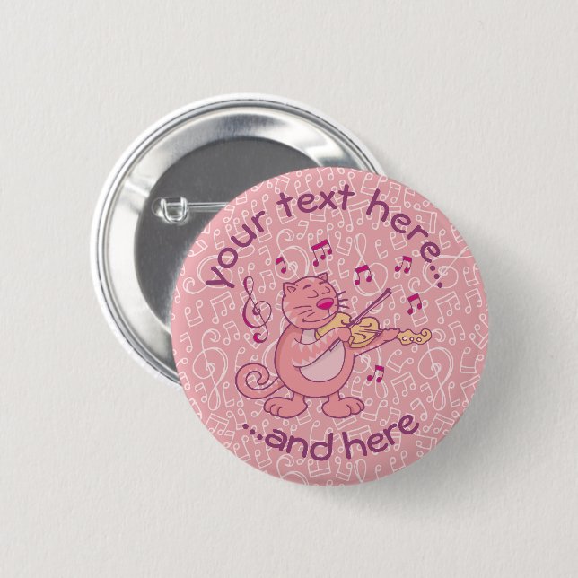 Rosa Katze mit Pinbackknopf Button (Vorne & Hinten)