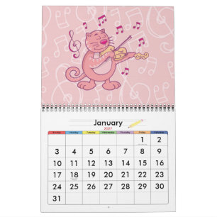 Rosa Katze mit Violine Kalender