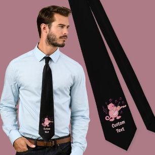 Rosa Katze mit Violine Neck Tie Krawatte