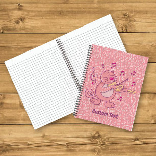 Rosa Katze mit Violine-Notebook Notizbuch