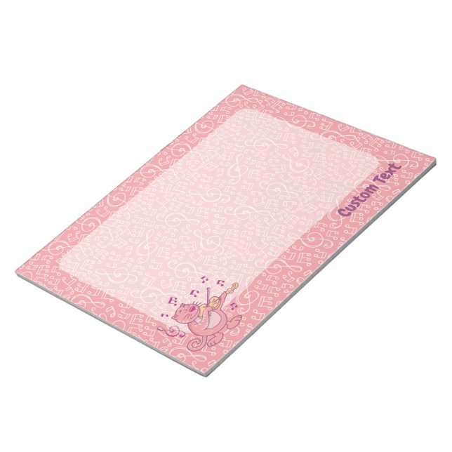 Rosa Katze mit Violine Notepad Notizblock (angewinkelt)