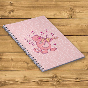 Rosa Katze mit Violine Notizblock