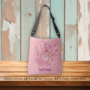 Rosa Katze mit Violinenschultertasche Tragetaschen Mit Langen Trägern