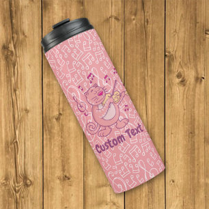 Rosa Katze mit Violintherm Thermosbecher