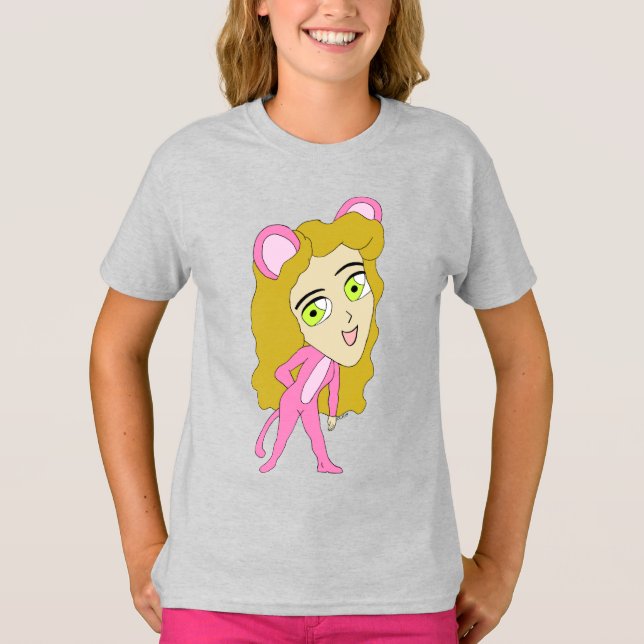 Rosa Katze T-Shirt (Vorderseite)