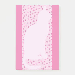 Rosa Katze und Pfoten Post-it Klebezettel