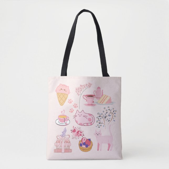 Rosa Katzen Frische Tasche (Vorderseite)