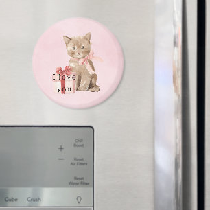 Rosa Katzen Geschenk Liebe Magnet