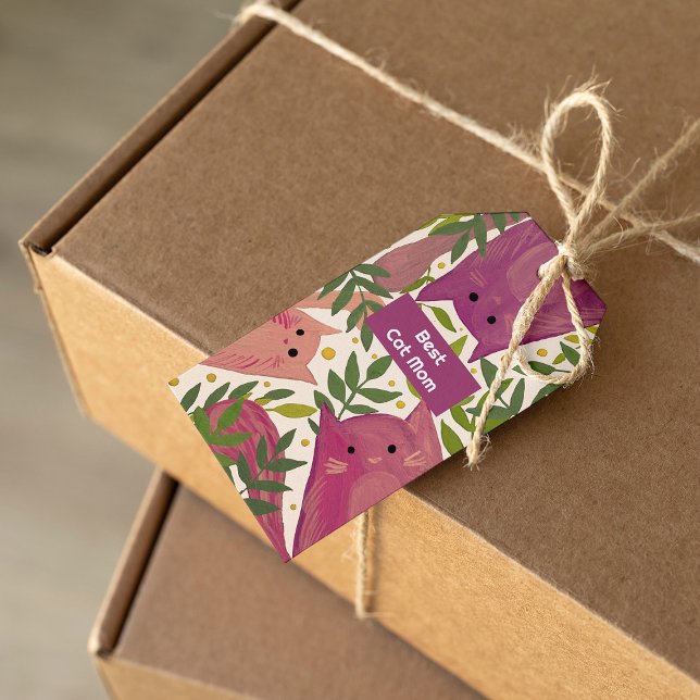 Rosa Katzen und Äste Beste Katze Mama Geschenkanhänger (Von Creator hochgeladen)