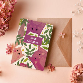 Rosa Katzen und Äste Beste Katze Mutter Urlaubskar Feiertagskarte