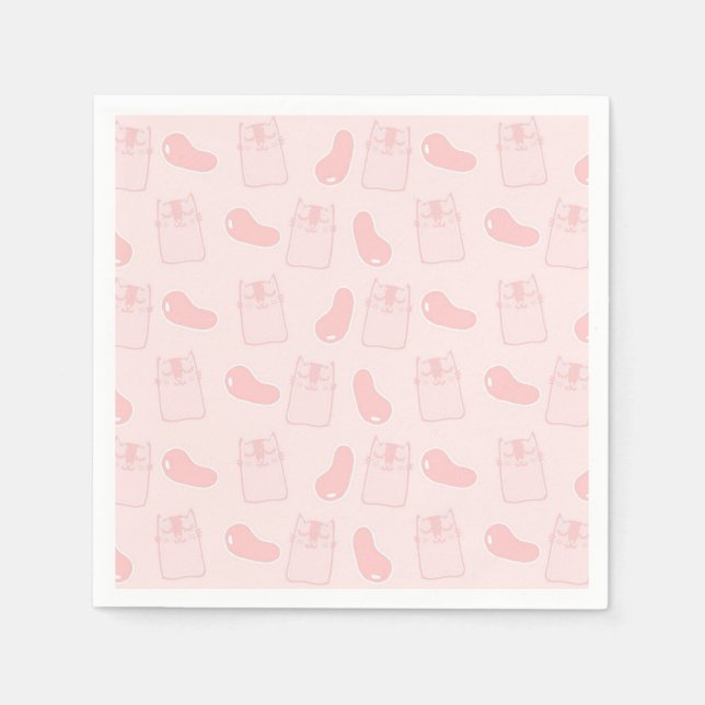 Rosa Katzen und Jellybeeren Muster Serviette (Vorderseite)