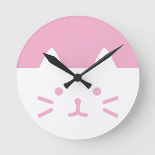 Rosa Katzen-Wanduhr Runde Wanduhr
