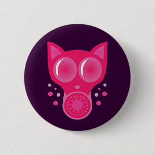 Rosa Katzengasmaske Button