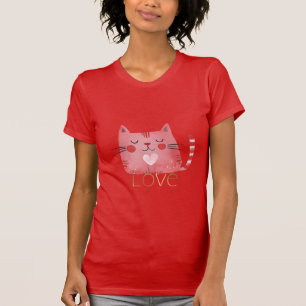 Rosa Katzenherz Gold-Liebe T-Shirt