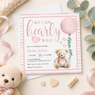 Rosa Kaum Noch Geduld Mädchen Baby-Party-Einladung Einladung