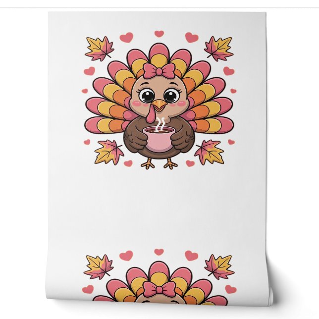 Rosa Kawaii Erntedank Truthühner Klassischer T - S Tapete (Abrollen)