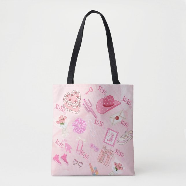 Rosa Kawaii Mädchen-Tasche. Tasche (Vorderseite)