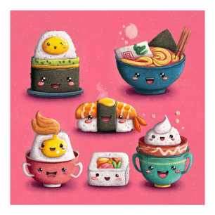 Rosa Kawaii Sushi Fest Fotodruck
