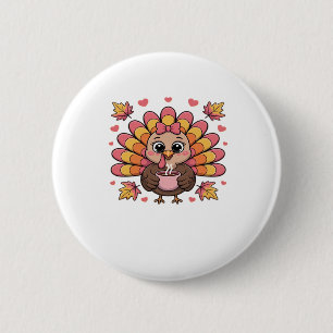 rosa kawaii Thanksgiving Truthahn Classic T-Shirt Button