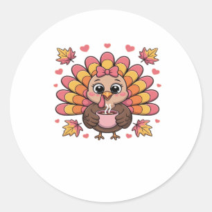 rosa kawaii Thanksgiving Truthahn Classic T-Shirt Runder Aufkleber