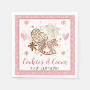 Rosa Kekse und Kakao-Baby-Shower Serviette