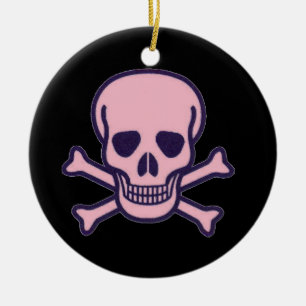 Rosa Keramik, schwarz, rund 2 Seiten Keramik Ornament