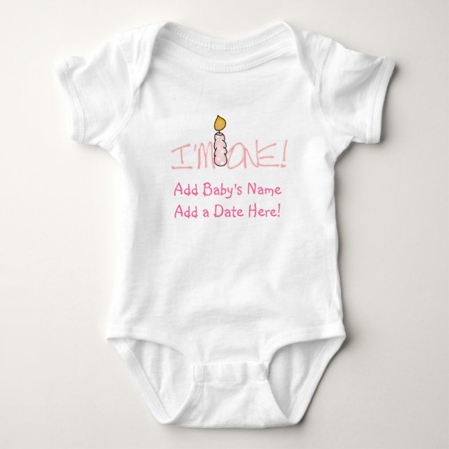 Rosa Kerze bin ich ein personalisierter Baby-T - Baby Strampler (Vorderseite)