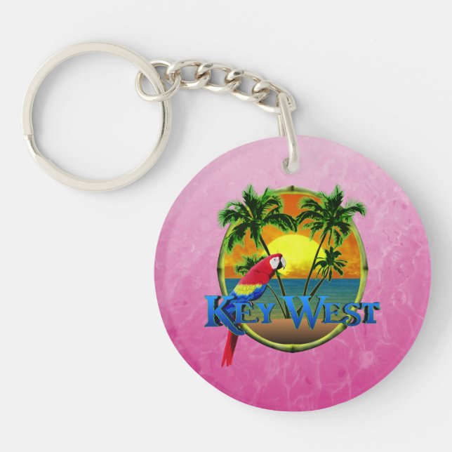 Rosa Key West-Sonnenuntergang Schlüsselanhänger (Vorderseite)