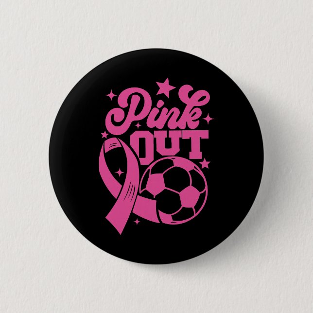 Rosa Kick For A Cure Fußball Brustkrebs Pink Button (Vorderseite)