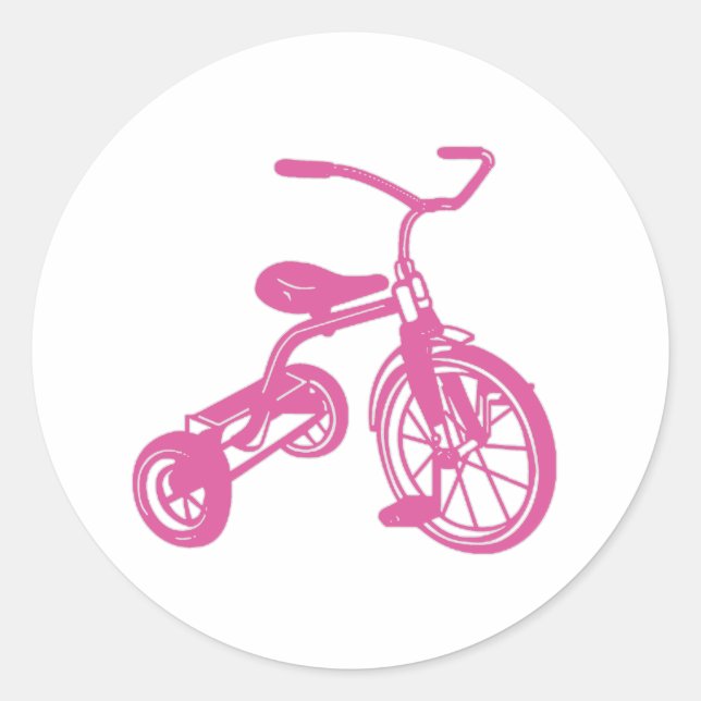 Rosa-Kid-Tricycle Runder Aufkleber (Vorderseite)