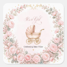 Rosa Kinderwagen - Es ist ein Mädchen Baby Shower