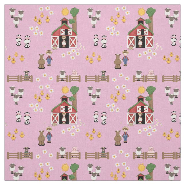Rosa Kinderzimmer von Barnyard Farm Stoff (Muster)