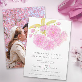 Rosa Kirschbaumblüte Aquarell Foto Hochzeit Einladung