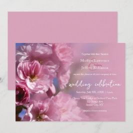 Rosa Kirschbaumblüten Frühjahrshochzeit Einladung
