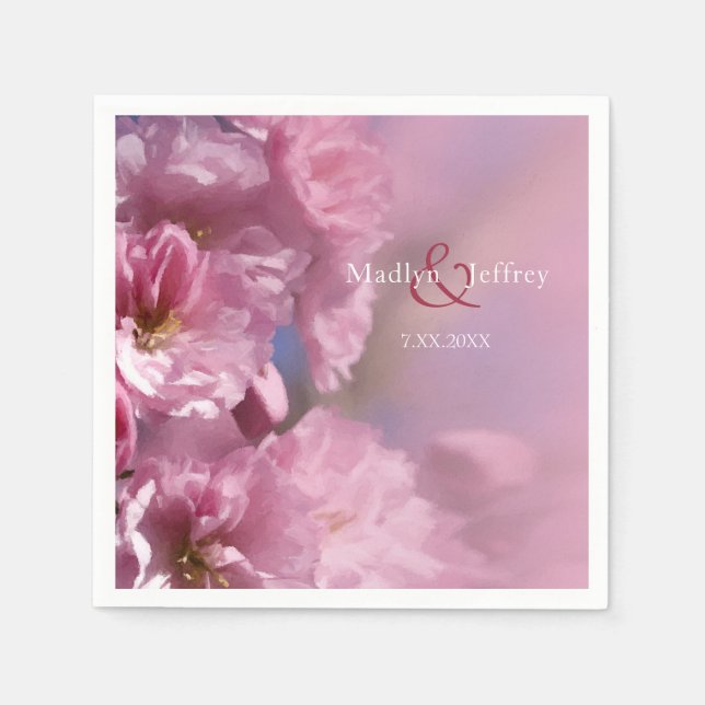 Rosa Kirschbaumblüten Frühjahrshochzeit Serviette (Vorderseite)