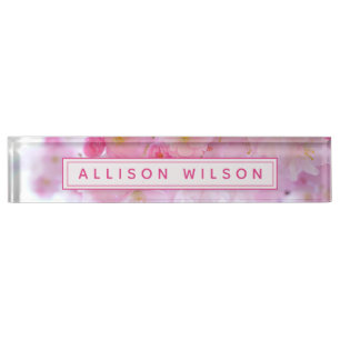 Rosa Kirschblossom Foto - Personalisiert Namensplakette
