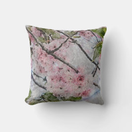 Rosa Kirschblüte Blume Aquarell Kissen
