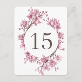Rosa Kirschblüte. Blumenhochzeit-Tischnummern Einladung