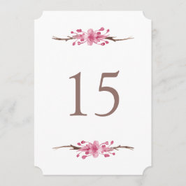 Rosa Kirschblüte. Blumenhochzeit-Tischnummern Einladung