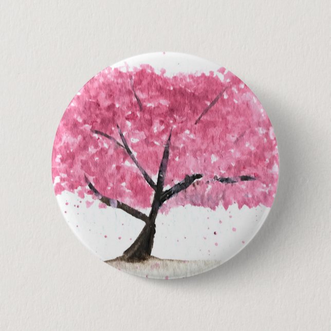 Rosa Kirschblüte Button (Vorderseite)